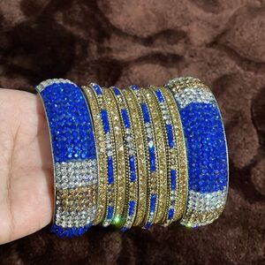 Royal Blue and golden bangle bracelets